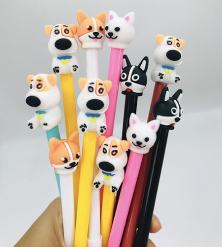 30 bolígrafos de gel negros con diseño de perro miniatura 6