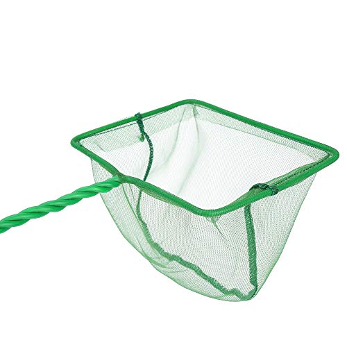 Image of Lpraer 4in 5in 6in Aquarium Fish Net Green Fine Mesh Nylon Net Collection with 11 inch Long Handle Square Quick Catch Fish Net for Fish Tank