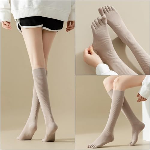 Knee High Toe Socks for Women - 4 Pairs Five Toe Knee High Boot Socks for Yoga, Pilates, Outdoor Sport, Athletic4