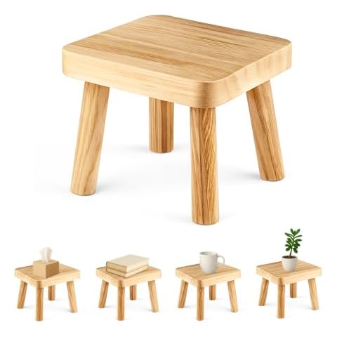 YORKING Small Wooden Stool, Plant Stand Cover
