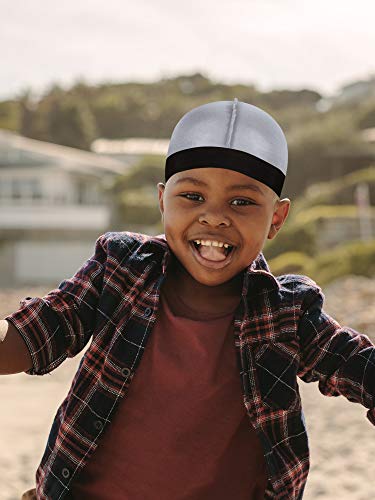 6 Pieces Kids Satin Wave Caps Unisex Baby Beanie Caps 360 Wave Wide Strap Skull Caps (Green, Red, Blue, Yellow, Black, Gray) #TOP5