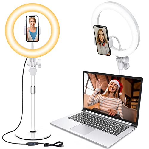 Desktop Ring Light with Stand and Phone Holder, Zoom Lighting for Computer Video Conference, Video Calls, Home Office, Laptop- Soft Lighting for Video Recording, Podcasts, Streaming Studio