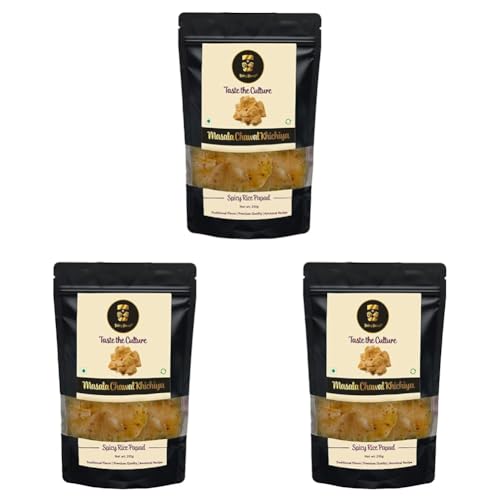 Image of Being Bania Rice Papad Khichiya, 220 Gram|Rajasthani Khichiya|Handmade Papad Fryums|Masala Jeera Rice Khichiya (Pack of 3)