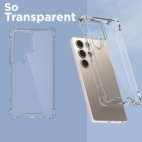 Image of Outlouders Back Cover for Samsung Galaxy S24 Ultra 5G Clear Transparent PC + TPU Bumper Case with Raised Edges for Shockproof Protection (Transparent)