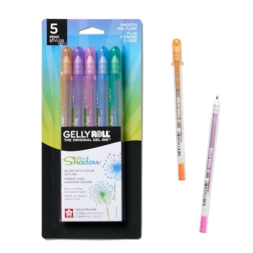SAKURA 58530 5-Piece Gelly Roll Assorted Colors Silver Shadow Pen Set