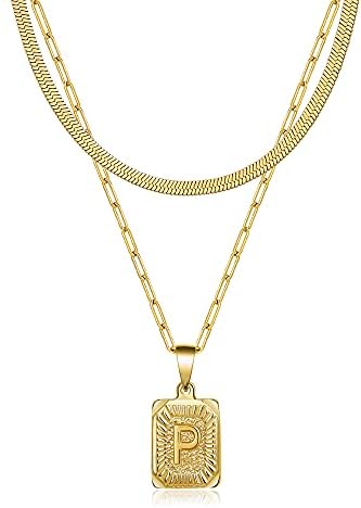 Joycuff Gold Necklaces for Women 18K Gold Plated Layered Name Chain for Girls Gold Jewelry for Women Dainty Pendent