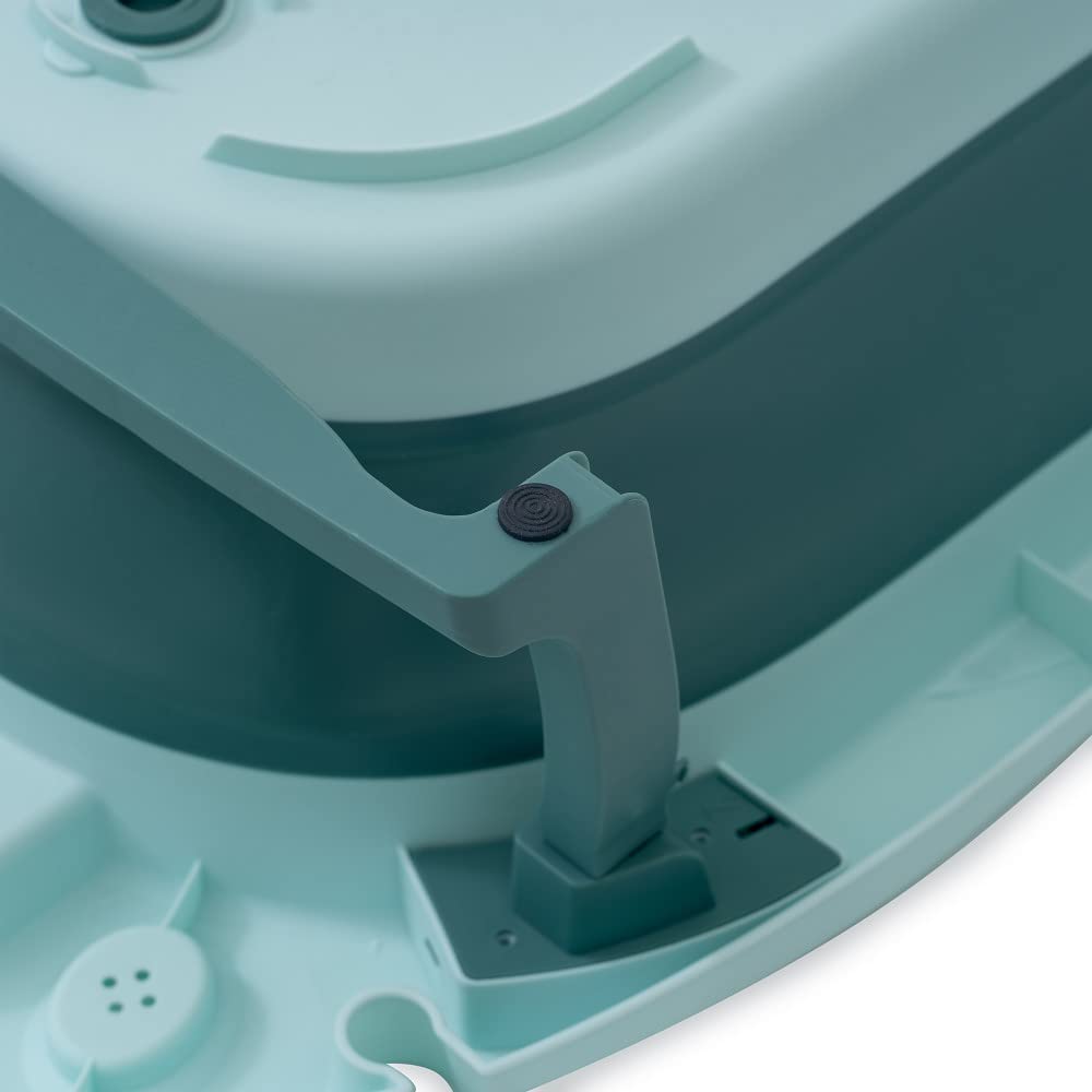 Interbaby Vaschetta Bagnetto Pieghevole, Tappo e Tazza Risciacquo (Verde) | Vaschetta neonato con gambe e tazza risciacquo, antiscivolo, tappo scarico, dalla nascita a 2 anni, pieghevole