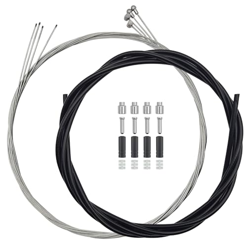 CKANDAY 4 Pcs Bike Brake Cable Kit Road Bike & Universal Standard Bicycle Brake Cable Professional Bicycle Brake line for Mountain MTB with 2.5M Brake Cable Housing & Crimps Accessories 2M