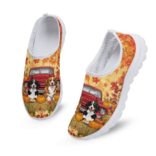 Jeiento Christmas Shoes for Womens Girls Walking Shoes Tennis Shoes Breathable Comfortable Athletic Running Shoe US 5.5-11.53