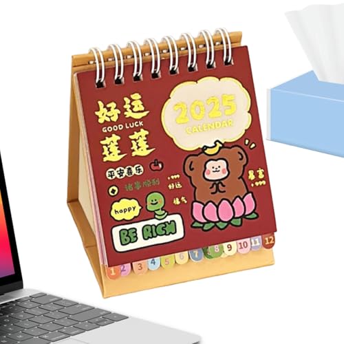 Calendario de escritorio de pie con | Planificador compacto 2025 con páginas para escribir, ideal para necesidades de configuración de escritorio en el aula y planificación de oficina con un
