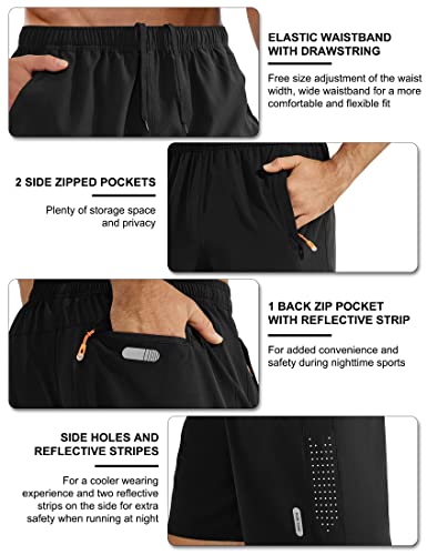 Zoofly Men's Gym Shorts Quick Dry Fitness Sports Running Shorts Mens Soft Breathable With Zip Pockets