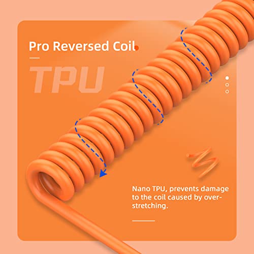 MAMBASNAKE C01 Spiralny Kabel Usb C do Klawiatury, Pro Coiled Kabel do Klawiatury Mechanicznej, Typ C na USB A, TPU Zwijany Kabel Klawiaturyz Metalowym Złączem Aviator do Klawiatury Gaming - Orange