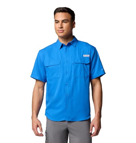 Recopilación de Ropa de Balonmano americano para Hombre Top 5. 46 Columbia PFG Backwater - Camisa de Manga Corta para Hombre, Azul (Vivid Blue), M