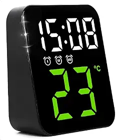 Relógio Digital LED para Mesa e Parede, Termômetro, Despertador, Alimentação USB/Pilha (Verde)