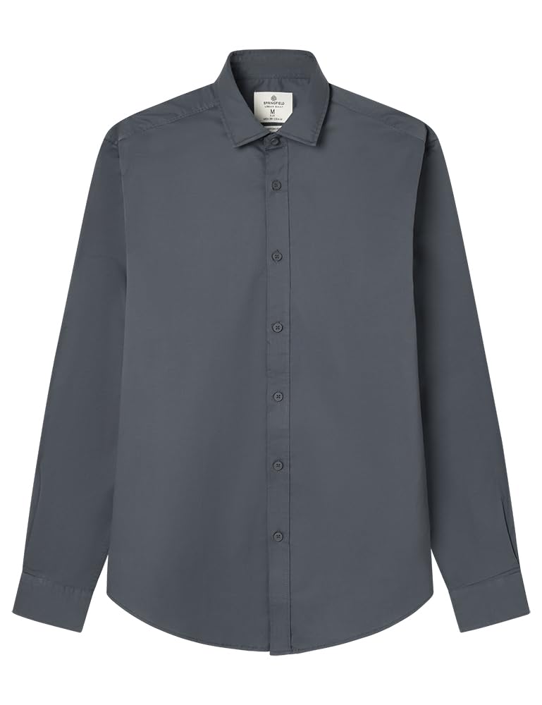 SPRINGFIELD Men's Twill Color Daily Elastane Shirt, Blue Horizon, S