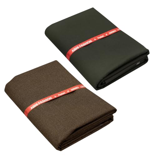 Image of Abhi Fashion Men's Cotton Feel Blend Formal Unstitched Combo Trouser Fabric For Men (Pack Of 2)