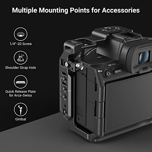 Image of SmallRig Camera Half Cage for Sony Alpha 7R V /Alpha 7 IV /Alpha 7S III /Alpha 1 /Alpha 7R IV - 3639,Black | with Quick Release Plate for Arca