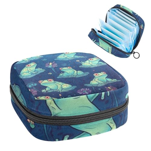 Sanitary Napkin Storage Bag for Feminine Pads, First Period Kit for Women, Cartoon Cute Fun Frogs Lutos Portable Menstrual Period Sanitary Pouch