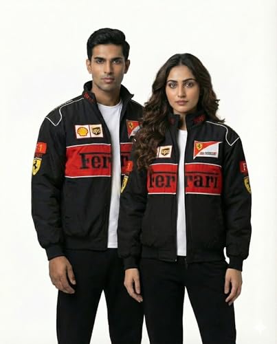 Image of F1 Trandy Racing Sport Jacket for Men | Biker Bomber Jacket | Polyester Lightweight Stylish Streetwear | Sportswear Print with Zipper Closer Comfortable Wear for Women
