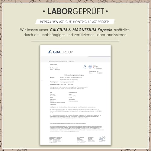 Calcium & Magnesium 180 Kapseln- hochdosiert mit 800 mg Calcium + 400 mg Magnesium pro Tag - hohe Bioverfügbarkeit durch natürliches Calcium aus Rotalgen und Magnesium-Citrat - laborgeprüft & vegan