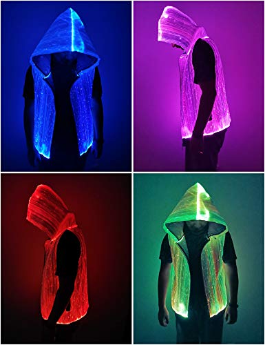 Men's LED Light up Pullover Hoodies Full Zip Hooded Sleeveless Tank Top-Multicolor,App Control,Smart Wear2