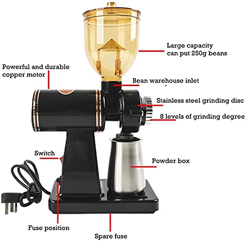 SXLCKJ Präzisions-einstellbare elektrische Kaffeemühle Professionelle Grat-Kaffeebohnen-Pulver-Mahlmaschine (Crusher) – Bild 7