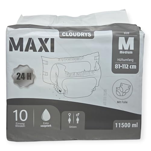Cloudrys Windeln für Erwachsene mit Folie 11500 ml Gr M (schwarz)