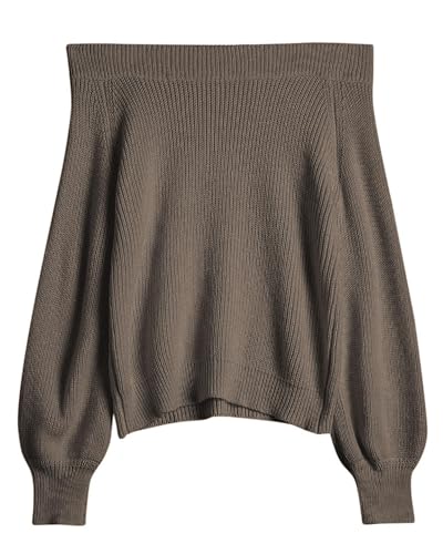 Image of ZAFUL Sweaters for Women Off Shoulder Knit Sweater with Long Sleeve Loose Pullover Jumper Tops