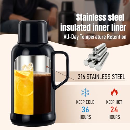 Image of PARACITY 54oz /1600ml Thermal Carafes for keeping hot, Insulated Stainless Steel Coffee Carafe Double Walled Vacuum Thermal Pot for Coffee & Tea, Coffee Carafes for Keeping Hot Home & Office
