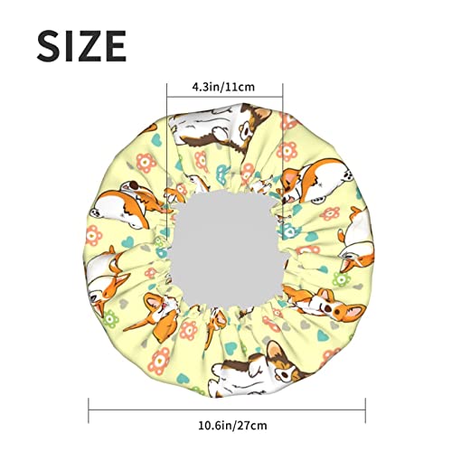 Cute Corgi Ass Love Shower Cap Women Waterproof Reusable Peva Lining Adjustable Elasticized Hem For All Long Hair Bath Hat #TOP5