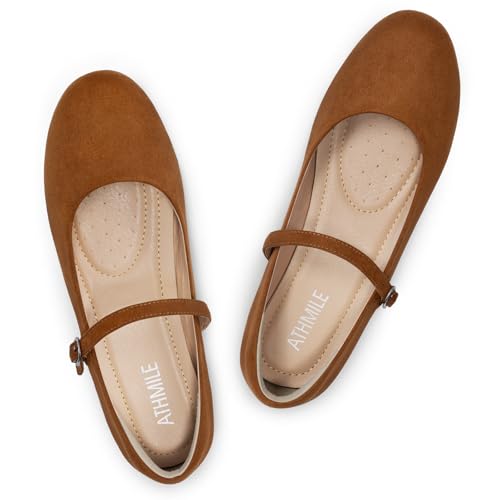 Image of Women's Mary Jane Shoes, Ballet Flats for Women, Square Toe Shoes for Women | Comfortable Dressy Adjustable Buckle Strap for Work Office business Casual, Memory Foam PU Sole Slip Resistant Wedding Party