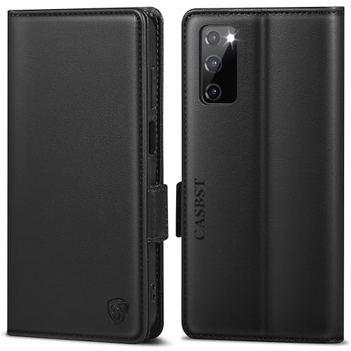 CASBST Handyhülle für Samsung Galaxy S20 FE Hülle Premium Leder Schutzhülle Klappbar mit Kartenfach Ständer Magnet Handytasche mit RFID Flip Case Cover Klapphülle für Samsung S20 FE 5G/4G Schwarz