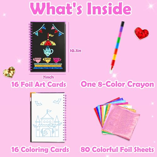 Image of FUNNYB&G Mess-Free Foil Art Craft for Girls Ages 4-10, Kids Birthday Gift