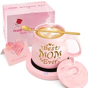 2025 Mom Birthday Gifts Christmas, Coffee Mug Warmer & Best Mom Ever Mug Set, Mug Warmer for Desk, Auto Shut Off Smart Warmer Coaster, Coffee Gifts for Mom from Daughter, Son