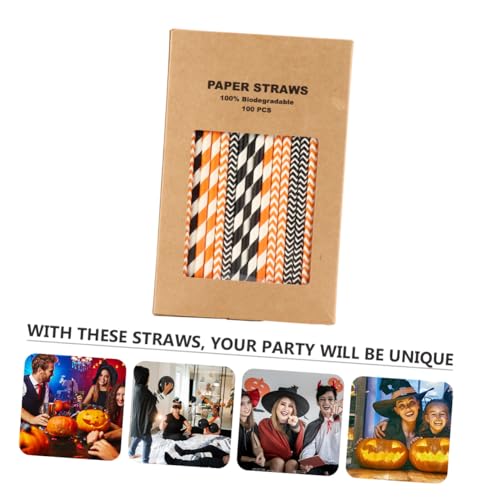 100 pitillos desechables de papel Kraft para Halloween miniatura 5