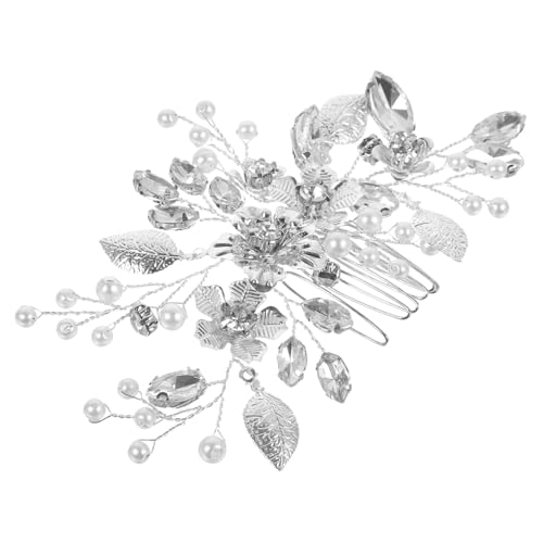 ブライダルヘアコームクリップ 結婚式用のシルバーのヘアクリップ ブライダルヘアアクセサリー 結婚式のヘアピース ブライズメイドのヘアクリップ 花嫁 鉄板 亜鉛合金 ラインストーン