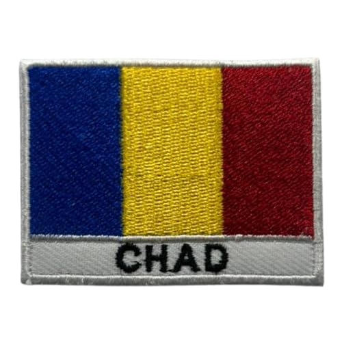 Écusson brodé drapeau du Tchad avec nom Patch thermocollant ou à coudre Symbole national militaire Patch pour vêtements, sacs à dos casquettes