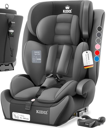 KIDIZ® Autokindersitz Kinderautositz mit Isofix Gruppe 1+2+3 9-36 kg 5-Punkt-Sicherheitsgurt, Autositz, Kindersitz, Einstellbare Kopfstütze | Mitwachsende Sitzerhöhung 1-12 Jahre, Stabil und Sicher