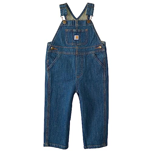 Carhartt Baby Jean Denim Bib Overalls, Medium Wash Blue, 18 Months