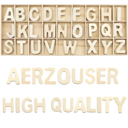 Aerzouser 130 St&uuml;ck Holzbuchstaben, 3 cm Klein, zum Basteln - Geeignet f&uuml;r DIY-Hochzeitsfeiern, Heimdekoration, Kindererziehung