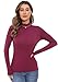 Women's Basic Long Sleeve Thermal Top Lightweight Mock Neck Shirts Slim Fit Layer Soft Top Burgundy Small