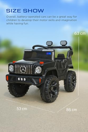 Image of Toyify 12V Electric Ride-On Jeep for Kids (Black) | Battery Operated Car with Lights, Music & Remote Control | Ride on Electric Car /Jeep for Boys & Girls Age 1-6 Years with Accelerator