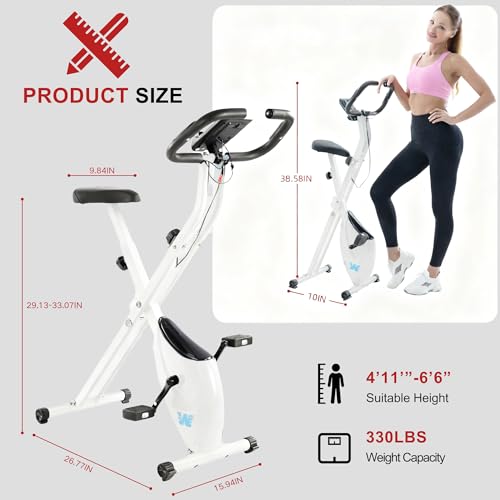 Image of BARWING Foldable Exercise Bike with Magnetic Resistance for Home | 3 IN 1 Stationary Bike with 16 Resistance Levels and 330 lb Capacity for Low-Impact Home Cardio Workouts