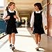 Bienzoe Girls School Uniform Jumper: Stretch Fit Pleated Hem Kids Sleeveless Dress Black 6