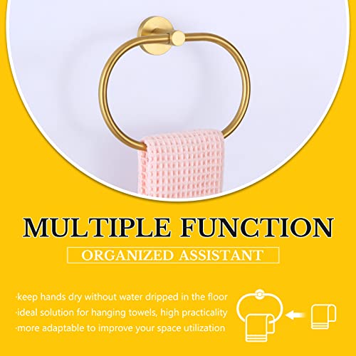 Aplusee Brushed Gold Towel Ring, 8-11/16 In (220Mm) Ring Diameter, Bathroom Hand Towel Holder Chic Toilet Hand Towel Hangers, Unique Oval Sus 304 Stainless Steel Towel Hanger Wall Mounted #TOP7