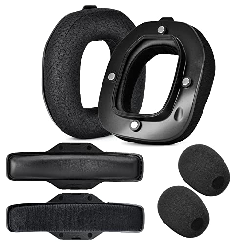 Yaowanguan Cuscinetti per le orecchie per ASTRO Gaming A40 TR Cuffie da gioco cablate Schiuma per microfono Fasce per capelli Imbottiture Copriorecchie Spessore aggiunto Sostituzione,Tessuto,Nero
