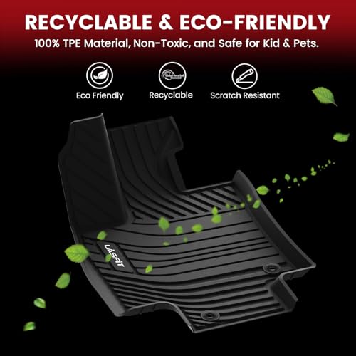 Image of LASFIT Front Mats Fit for Tacoma 2016-2023 (Only Fit Auto Tran & 1st Row), Custom Fit All Weather Protection Durable TPE Floor Liners for 2024 2025 2026 Tacoma Accessories Front 1st Row Row Car Mats