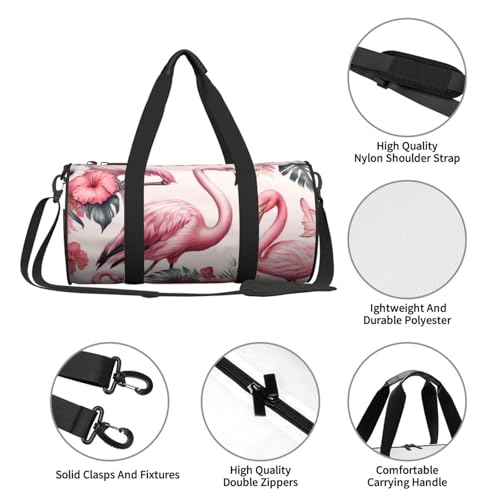 Sports Duffel Bag Flamingos-Hibiscus-Pattern Foldable Travel Tote Bag Weekender Sleepover Carry On Bag4