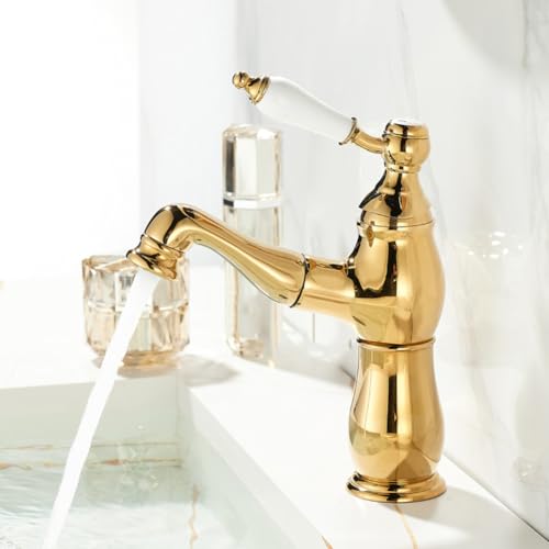 Mitigeur de lavabo avec douchette extractible eau chaude froide ajustable - 3