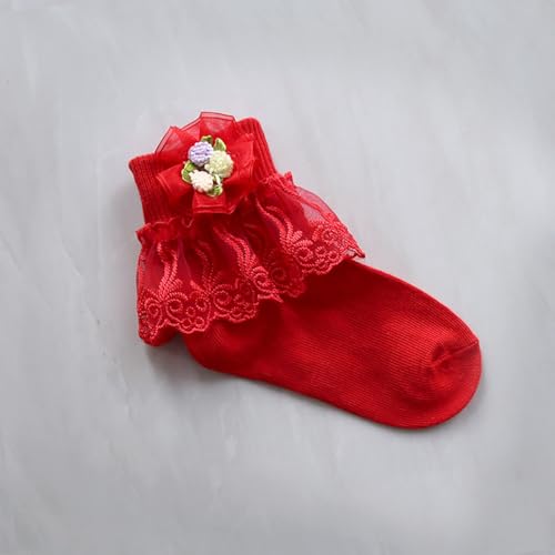 7 Pairs Kid Girls Frilly Dress Socks Cute Flower Bowknot Lace Princess Socks Casual Lightweight Ankle Crew Socks2